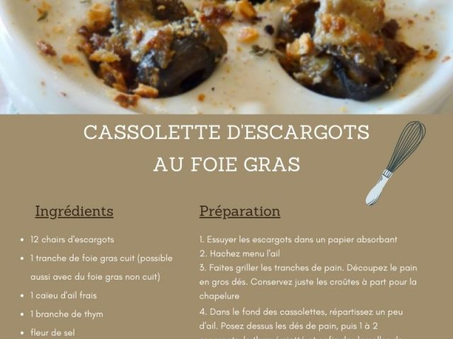 RECETTE CASSOLETTE D’ESCARGOTS AU FOIE GRAS